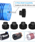 Beefy 32P Pinion Gear Set for 1/10 RC Electric Off Road Trucks, 15T 16T 17T 18T 19T displayed with compatible motors