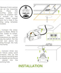 Installation diagram for Top Shelf Square Led Recessed Downlights With Slick Integrated Junction Box Hella Bright 7 Watt 5 Way Adjust Color Changing Anti Glare Dimmable Ic Rated Ceiling Lights Matte Black Finish 24 Count