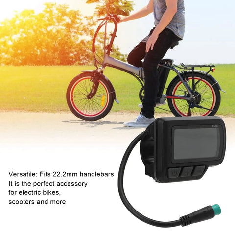 Versatile LCD Display Panel For Electric Bikes And Scooters With USB Interface, 22.2mm handlebar mount, outdoor setting.