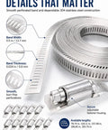 Get That Custom Cut Hose Clamp Kit You Need By The Foot With This Awesome Stainless Steel Worm Gear Roll For All Your Home Repair Projects Made From Tough 304 Metal To Fit Any Pipe Size, 30 ft roll with fasteners