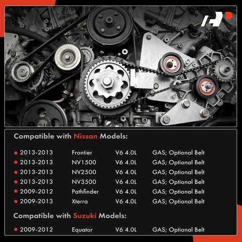 Premium A-Premium Serpentine Belt Drive Kit compatible with Nissan Frontier NV1500 2013 V6 4.0L engine components detail.