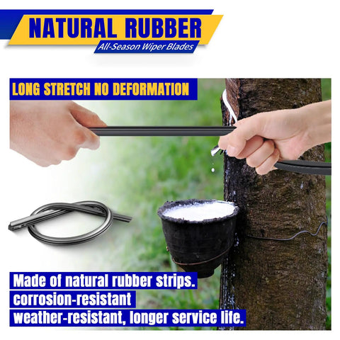Nissan Rogue and Pathfinder Windshield Wiper Blade Set made of natural rubber showing durability and flexibility.