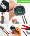 2 Pin Deutsch DT Connector Kit, 10 Sets, Waterproof Automotive Wire Connectors For Car RV Truck Wiring 22-16AWG, with tweezers and tools