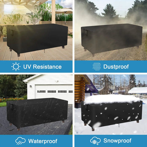 Heavy Duty Waterproof Patio Table Cover 56L x 32W x 28H Inches, Rectangular Outdoor Table Protector in various weather conditions