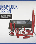 Heavy Duty 10 Ton Hydraulic Portable Ram Kit For Auto Body Repair And Frame Work 16 Piece Set With Snap Lock Extension Tubes