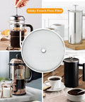 French press replacement parts set, eight-piece; six 4-inch screens with spiral and cross discs.