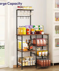 Espresso Bakers Rack With Storage For Coffee Bar And Kitchen Station Shelves Top Surface For Small Appliances 8 Hooks