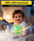 Heavy Duty Handheld Steam Cleaner For Home And Cars Pro Level Multi Surface Vapor Tool near a baby on a bed with bear.