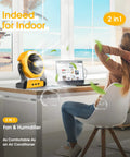 Portable Misting Fan With USB Rechargeable Battery, 8 Inch Cooling Mist Fan, 250ml Water Tank, LED Lantern on a desk indoors