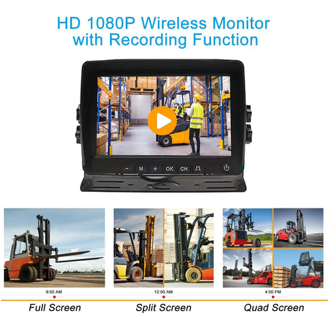 Heavy Hitter Magnetic Wireless Backup Camera System For Forklifts With 7 Inch Hd 1080p Monitor Rock Solid Digital Signal Rear View Cam Solar Charge Ready Setup