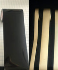 Straight Up Black Engineer Grade Reflective Tape That Goes Hard On Worksite Safety For Pipes And Bollards Smooth Flat Or Round Surfaces With Peel Off Acrylic Backing displayed in rolls.