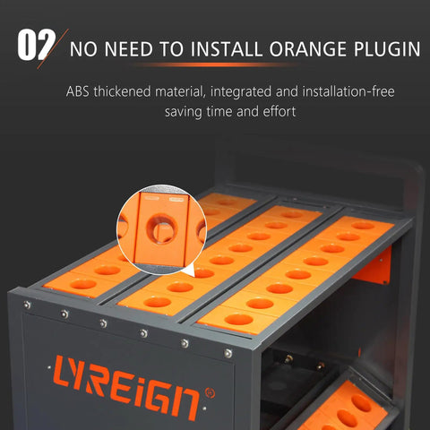 Rock Solid Cnc Tool Trolley With Smooth As Butter Rolling Casters And Slick Abs Buffer Trays showing orange ABS thickened material bins.