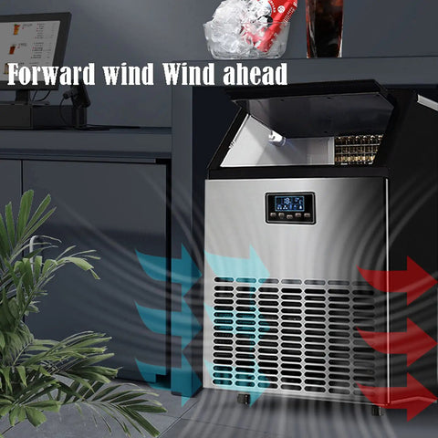 No Fuss Countertop Ice Maker Machine With Fast Freezing Self Cleaning Build And Ultra Quiet Operation For Bars Restaurants Homes Or Offices, sleek stainless steel design with digital control.