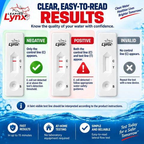 E. Coli Bacteria Water Test Kit Skip The Lab For Rapid Home Results In Minutes showing clear test result indicators for easy interpretation.