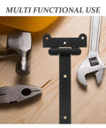 Beefy Heavy Duty T Shaped Gate Hinges With Black Finish for smooth quiet operation shown with tools on a wooden background