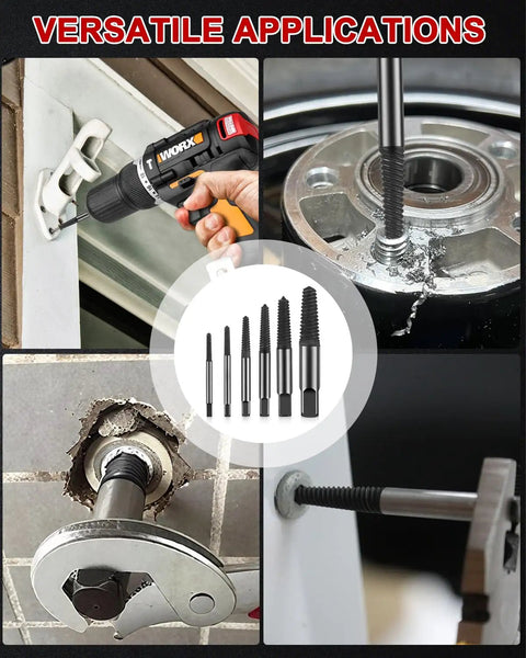 Upgraded 6 Piece Screw Extractor Set For Stripped Broken Stuck Screws Easy Out Damaged Bolt Remover Kit With Durable Carbon Steel Bits