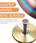 Close-up of Badass Premium Wheel Marking Gauge For Woodworking Hella Precise Dovetail Scribe Cutter's brass and steel components.