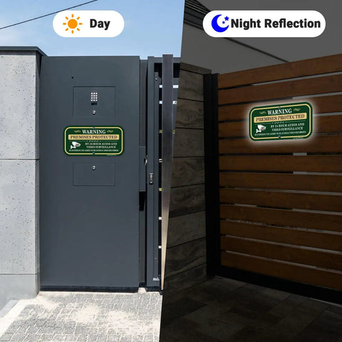 2 Pack Outdoor Security Warning Signs For Premises Guard Your Ground With 24 Hour Video And Audio Surveillance Alert Heavy Duty Aluminum Plate on gates by day and night.