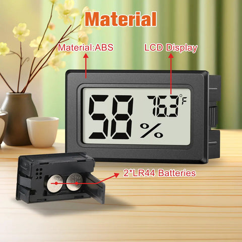 Six Pack Mini Hygrometers For Indoor Humidity And Temperature, digital ABS LCD monitor with LR44 batteries