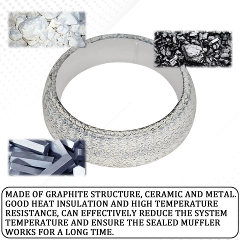 Car exhaust flange gasket, 48mm ID, graphite construction; universal donut gasket for SUV, truck or RV