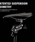 Suspension Seatpost For Mountain Gravel And Hybrid Bikes With Shock Absorber Aluminum Alloy Four Link Design close-up with saddle