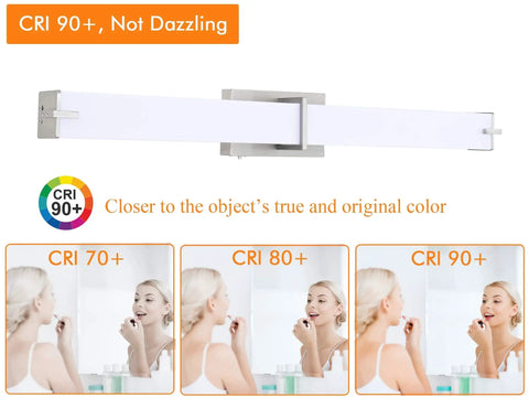 3 Color LED Bathroom Vanity Light Bar 36 Inch Dimmable 3000K 4000K 5000K Selectable with CRI 90 comparison images