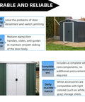 DK100 A Shed Door Full Kit Door Tune Up Kit Replacements Parts For Sliding Shed Doors Hardware Kit With Black Handle shown with sheds