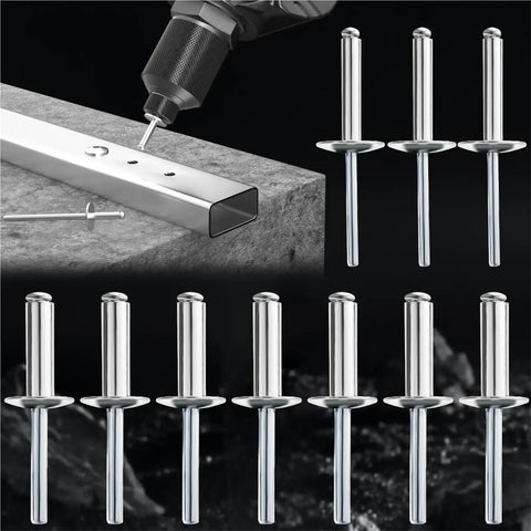 Large Flange Aluminum Blind Rivet Assortment Kit With Pop Rivets Open End For Ductwork Boat Garage And Home DIY Projects 100 Pieces 25mm