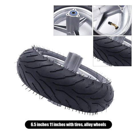 Rear Wheel Tire With Bearings For 49cc Mini Pocket Rocket Bike 110/50-6.5, 3.94 Inch Wide Tubed Tire Hub Rim Black, Ready To Roll