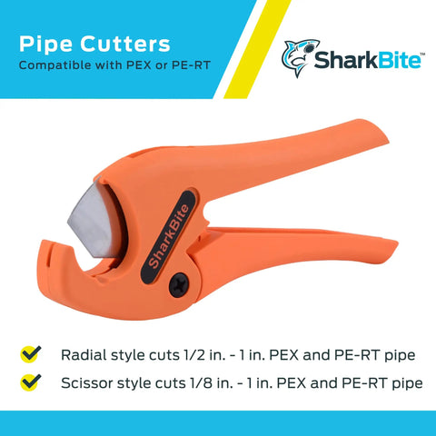 Compact PEX Pipe Cutter With Orange Handles For Clean, Precise Cuts From One Eighth To One Inch In Tight Spaces, Scissor Style Tool For PEX And PE-RT Fittings, Lightweight Yet Handy And Durable Plumbing Cutter For Quick DIY Repairs