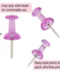 Bulk Assorted Push Pins For Bulletin Boards Featuring Hella Bright Plastic Heads And Sharp Metal Tips That Gonna Keep Your Notes Secure And Organize Your Space Like A Pro, 0.9 inch pink pins with easy-grip heads.