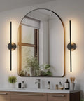 Set Of Two 28 Inch Black Linear Wall Sconce Hardwired 3000K Warm Led Light Fixture 360 Degree Swivel Top Shelf Accent Lamp Quick Hookup For Living Room Bedroom And Hallway above bathroom vanity