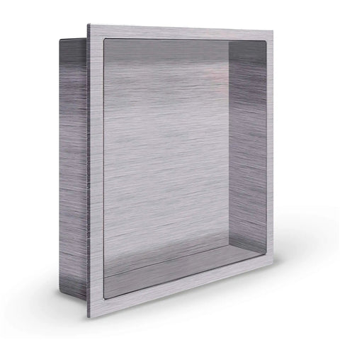 12 By 12 Inch Shower Niche In Brushed Nickel Stainless Steel, Built To Last And Ready For Inwall Shelf Installation