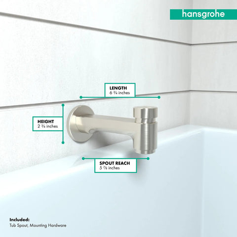 3-Inch Tub Spout With Diverter In Brushed Nickel Modern Look Universal Retrofit For Easy Install Quick Bathroom Update