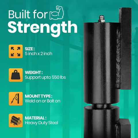 Heavy Duty Weld On Hinges For Metal Gates And Trailers With 5 Inch Barrel And Steel Construction 550 Pound Load Capacity