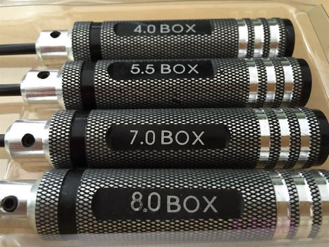 All In One Hex Socket Screwdriver Set For Model Aircraft Maintenance And Debugging Including 4.0 Mm 5.5 Mm 7.0 Mm And 8.0 Mm Hex Bits Built From Steel And Aluminum Alloy One Color