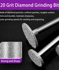 Pro Grade Stone Carving Set With Diamond Grinding Bits, close-up of 120 grit bit, strong and sharp surface for efficient carving