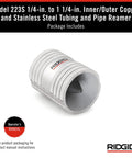 RIDGID 223S tubing and pipe reamer; 1/4–1-1/4 in copper and stainless steel, small, angled front view