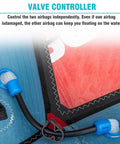 Inflatable Surf Wing For Wind Wing Foiling And Surfing, 4.2 Square Meters, valve controller detail, blue wing and safety valves