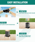 Slanted Pergola Brackets Kit For Outdoor Wood Beams, 4-Way Post Base Brackets In 15 Degree And 75 Degree Angles installation steps