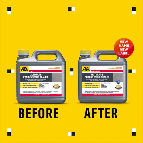 Real Deal Solvent Based Stone And Concrete Sealer For Granite Marble Limestone Indoors Outdoors One Gallon displayed with yellow background.