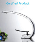 Side view of Chrome Bathroom Sink Faucet With Cover Plate And Pop Up Drain Assembly, water droplets on modern brass design