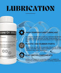 Premium 350 cSt Silicone Oil High Purity Lubricant, 8 Oz (250 mL) bottle with lubrication uses for machinery and electronics