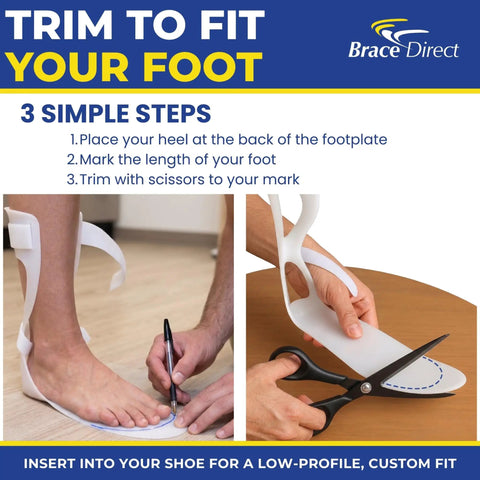 Person demonstrating trimming Lightweight Leaf Spring AFO For Foot Drop With Dorsiflexion Support, Posterior Ankle Foot Orthosis.