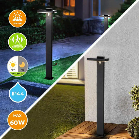 Solar Landscape Path Lights Outdoor Motion Sensor Garden LED Light Aluminum Waterproof 10 Hour Endurance Pathway Lights