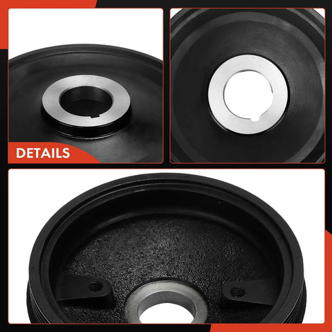 Engine Harmonic Balancer Crankshaft Pulley for 1993-1995 Mazda 626 MX-6 and Ford Probe 2.0L L4 in rust-resistant black finish