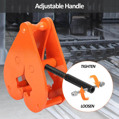 Heavy Duty Vertical I Beam Lifting Clamp With 11,000 Lbs Capacity, 5 Ton Rigging Beam Clamp, orange steel, adjustable handle
