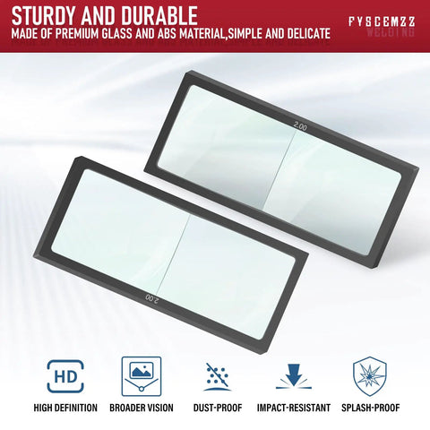 2.00 Diopter Welding Helmet Magnifying Lenses Set of 2 Cheater Lenses Clear Glass 2x4-1/4 Inch For Welders product image