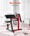 2 In 1 Bicep Curl And Triceps Extension Machine With Seated Arm Isolated Station size guide showing dimensions