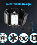 Ultra Bright LED Garage Lights 2 Pack With 6 Plus 1 Adjustable Panels, 18000 Lumens, 180W Deformable Shop Light